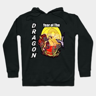 Year of The Dragon Yin Yang down text Hoodie